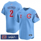 Men's Chicago Cubs #2 Nico Hoerner Blue 'Ryne Sandberg Tribute' Vapor Limited V3 Stitched Baseball Jersey