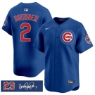 Men's Chicago Cubs #2 Nico Hoerner Royal 'Ryne Sandberg Tribute' Vapor Limited V3 Stitched Baseball Jersey
