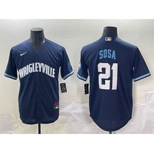 Men's Chicago Cubs #21 Sammy Sosa Navy City Connect Stitched Baseball Jersey