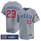 Men's Chicago Cubs #23 Ryne Sandberg Gray 'Ryne Sandberg Tribute' Vapor Limited V3 Stitched Baseball Jersey