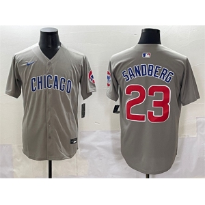 Men's Chicago Cubs #23 Ryne Sandberg Grey Limited Stitched Baseball Jersey