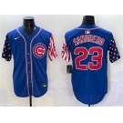 Men's Chicago Cubs #23 Ryne Sandberg Royal 2025 Independence Day Vapor Premier Limited Stitched Baseball Jersey