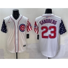 Men's Chicago Cubs #23 Ryne Sandberg White 2025 Independence Day Vapor Premier Limited Stitched Baseball Jersey