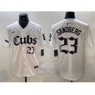 Men's Chicago Cubs #23 Ryne Sandberg White 'Gothic North Side Edition' Vapor Premier Limited Stitched Baseball Jersey
