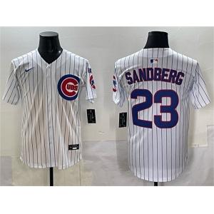 Men's Chicago Cubs #23 Ryne Sandberg White Pinstripe 'Ryne Sandberg Tribute' Vapor Limited V3 Stitched Baseball Jersey