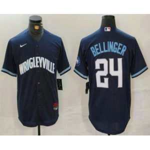 Men's Chicago Cubs #24 Cody Bellinger Navy City Connect Cool Base Stitched Baseball Jersey