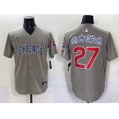 Men's Chicago Cubs #27 鈴木誠也 Gray Limited Stitched Baseball Jersey