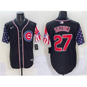 Men's Chicago Cubs #27 Seiya Suzuki Black 2025 Independence Day Vapor Premier Limited Stitched Baseball Jersey
