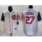 Men's Chicago Cubs #27 Seiya Suzuki White 2025 Independence Day Vapor Premier Limited Stitched Baseball Jersey