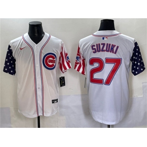 Men's Chicago Cubs #27 Seiya Suzuki White 2025 Independence Day Vapor Premier Limited Stitched Baseball Jersey