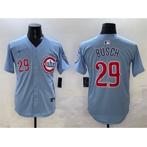 Men's Chicago Cubs #29 Michael Busch Blue 2024-25 2nd Alternate Limited Stitched Baseball Jersey
