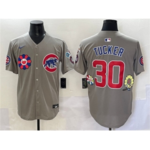 Men's Chicago Cubs #30 Kyle Tucker Gray 2025 Tokyo Series Limited Stitched Baseball Jersey