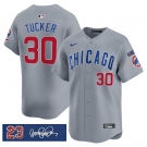 Men's Chicago Cubs #30 Kyle Tucker Gray 'Ryne Sandberg Tribute' Vapor Limited V3 Stitched Baseball Jersey