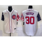 Men's Chicago Cubs #30 Kyle Tucker White 2025 Independence Day Vapor Premier Limited Stitched Baseball Jersey