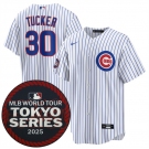 Men's Chicago Cubs #30 Kyle Tucker White 2025 World Tour Tokyo Series Home Stitched Baseball Jersey