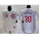 Men's Chicago Cubs #30 Kyle Tucker White Pinstripe 2nd Alternate Limited Stitched Baseball Jersey