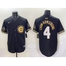 Men's Chicago Cubs #4 Pete Crow-Armstrong Black Gold 'Ryne Sandberg Tribute' Vapor Limited V2 Stitched Baseball Jersey