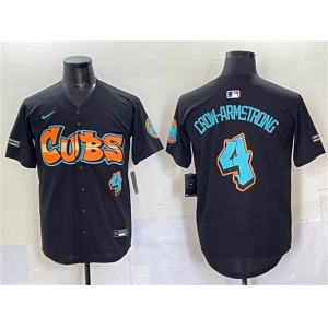 Men's Chicago Cubs #4 Pete Crow-Armstrong Black 'Graffiti North Side Edition' Vapor Premier Limited Stitched Baseball Jersey