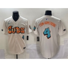 Men's Chicago Cubs #4 Pete Crow-Armstrong Cream 'Graffiti North Side Edition' Vapor Premier Limited Stitched Baseball Jersey