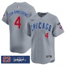 Men's Chicago Cubs #4 Pete Crow-Armstrong Gray 'Ryne Sandberg Tribute' Vapor Limited V3 Stitched Baseball Jersey