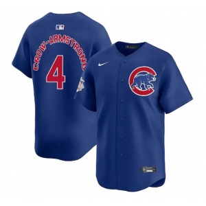 Men's Chicago Cubs #4 Pete Crow-Armstrong Royal Limited Stitched Baseball Jersey