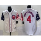 Men's Chicago Cubs #4 Pete Crow-Armstrong White 2025 Independence Day Vapor Premier Limited Stitched Baseball Jersey