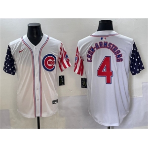 Men's Chicago Cubs #4 Pete Crow-Armstrong White 2025 Independence Day Vapor Premier Limited Stitched Baseball Jersey