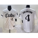 Men's Chicago Cubs #4 Pete Crow-Armstrong White 'Gothic North Side Edition' Vapor Premier Limited Stitched Baseball Jersey