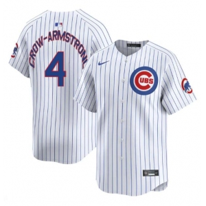 Men's Chicago Cubs #4 Pete Crow-Armstrong White Home Limited Stitched Baseball Jersey