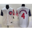 Men's Chicago Cubs #4 Pete Crow-Armstrong White Pinstripe 2025 Independence Day Vapor Premier Limited Stitched Baseball Jersey