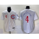 Men's Chicago Cubs #4 Pete Crow-Armstrong White Pinstripe 2nd Alternate Limited Stitched Baseball Jersey