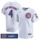 Men's Chicago Cubs #4 Pete Crow-Armstrong White Pinstripe 'Ryne Sandberg Tribute' Vapor Limited V3 Stitched Baseball Jersey