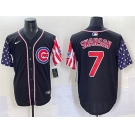 Men's Chicago Cubs #7 Dansby Swanson Black 2025 Independence Day Vapor Premier Limited Stitched Baseball Jersey