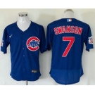 Men's Chicago Cubs #7 Dansby Swanson Blue Stitched MLB Flex Base Nike Jersey