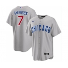 Men's Chicago Cubs #7 Dansby Swanson Gray Cool Base Stitched Baseball Jersey