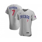 Men's Chicago Cubs #7 Dansby Swanson Gray Flex Base Stitched Baseball Jersey