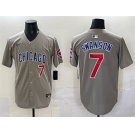 Men's Chicago Cubs #7 Dansby Swanson Gray Limited Stitched Baseball Jersey