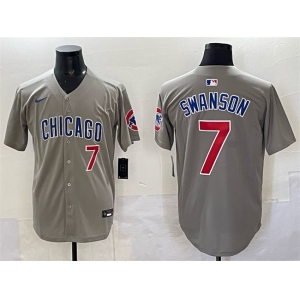 Men's Chicago Cubs #7 Dansby Swanson Gray Limited Stitched Baseball Jersey