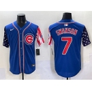 Men's Chicago Cubs #7 Dansby Swanson Royal 2025 Independence Day Vapor Premier Limited Stitched Baseball Jersey
