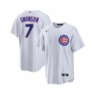 Men's Chicago Cubs #7 Dansby Swanson White Cool Base Stitched Baseball Nike Jersey