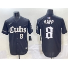 Men's Chicago Cubs #8 Ian Happ Black 'Gothic North Side Edition' Vapor Premier Limited Stitched Baseball Jersey