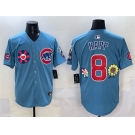 Men's Chicago Cubs #8 Ian Happ Blue 2025 Tokyo Series 2nd Alternate Limited Stitched Baseball Jersey