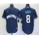 Men's Chicago Cubs #8 Ian Happ Navy City Connect Cool Base Stitched Baseball Jersey