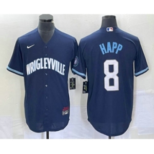 Men's Chicago Cubs #8 Ian Happ Navy City Connect Cool Base Stitched Baseball Jersey