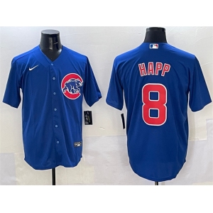 Men's Chicago Cubs #8 Ian Happ Royal Cool Base Stitched Baseball Jersey