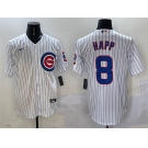 Men's Chicago Cubs #8 Ian Happ White Cool Base Stitched Baseball Jersey