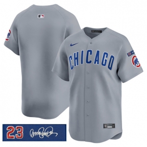 Men's Chicago Cubs Blank Gray 'Ryne Sandberg Tribute' Vapor Limited V3 Stitched Baseball Jersey