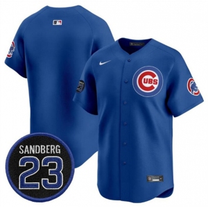 Men's Chicago Cubs Blank Royal 'Ryne Sandberg Tribute' Vapor Limited V2 Stitched Baseball Jersey