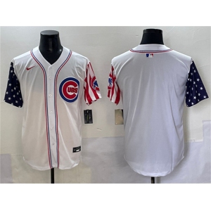 Men's Chicago Cubs Blank White 2025 Independence Day Vapor Premier Limited Stitched Baseball Jersey