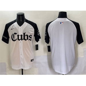 Men's Chicago Cubs Blank White Black 'Gothic North Side Edition' Vapor Premier Limited Stitched Baseball Jersey